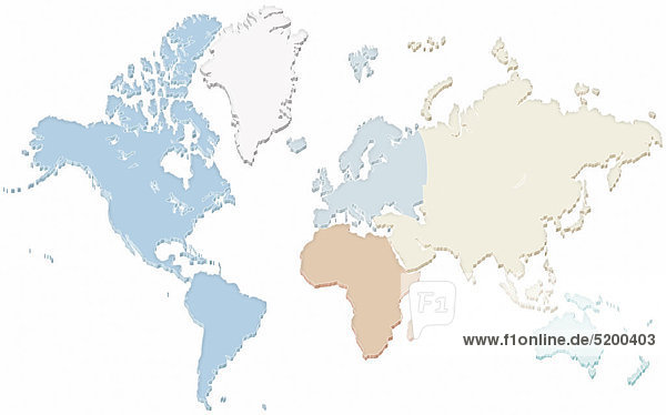 Weltkarte  Kontinentumrisse
