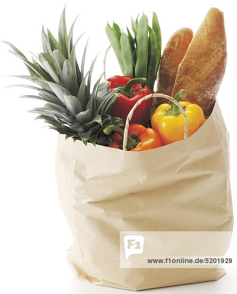 Einkaufstüte aus Papier Mit Verschiedenen Lebensmitteln