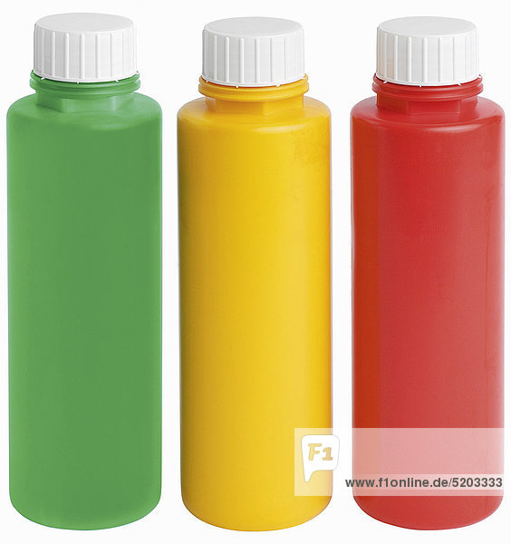 Drei Verschiedene Farbflaschen