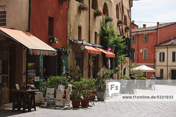 Street Scene With Roadside Café  Tuscany  Italy