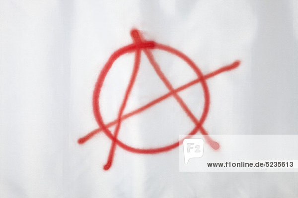 Anarchistische Fahne  ein roter Kreis - Ein Symbol auf weißem Hintergrund.