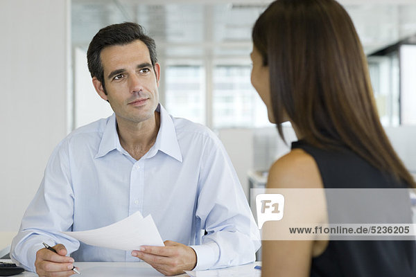 Businessman conducting job interview
