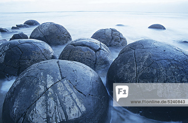 Große  runde Felsen am Strand  Neuseeland