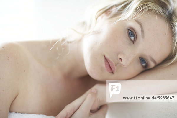 Close up of natural woman