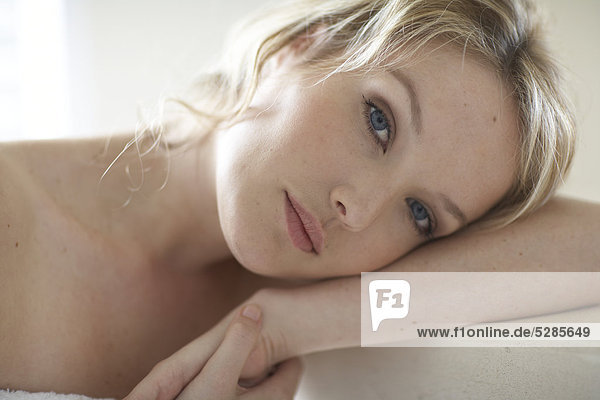 Close up of natural woman