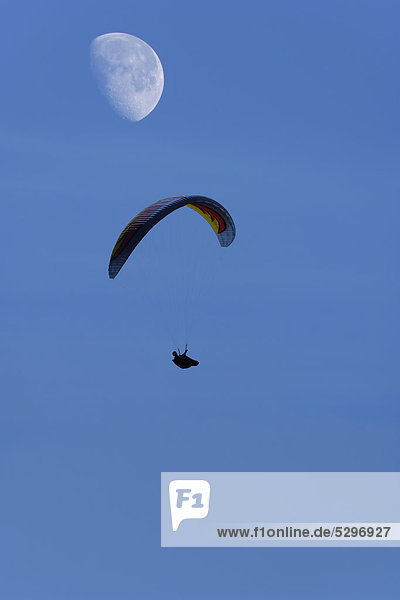 Paraglider with moon