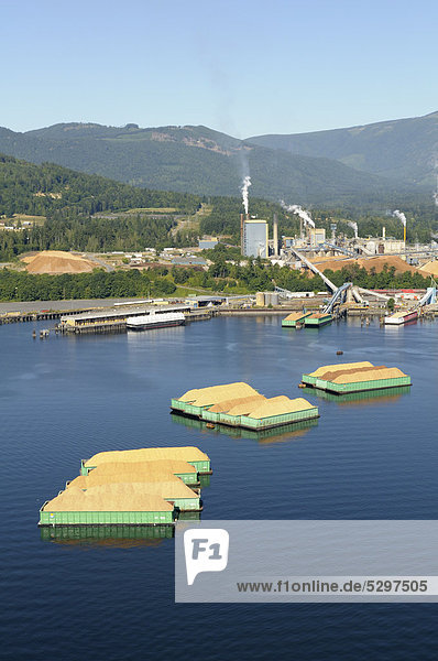 Aerial view of the Catalyst Paper Mill  Crofton  Vancouver Island  British Columbia  Canada