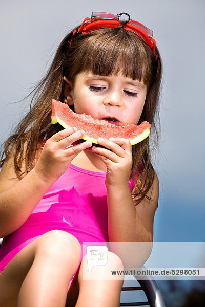 Girl eating watermelon