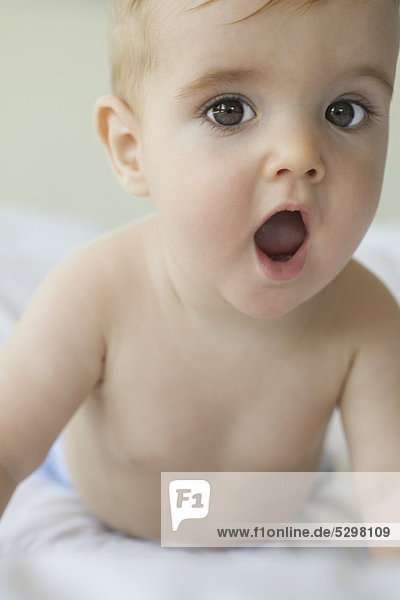 Baby with surprised expression  portrait
