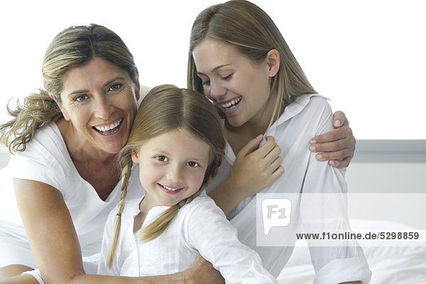 Mother and two daughters  portrait