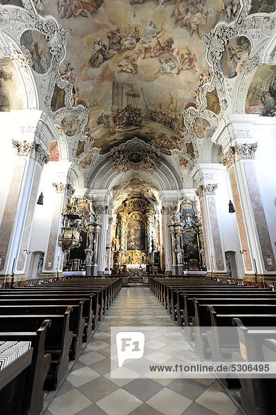 Innenansicht  Klosterkirche St. Michael  Metten  Bayern  Deutschland  Europa