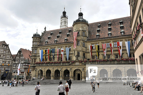 Rathaus am Marktplatz  Rothenburg ob der Tauber  Franken  Bayern  Deutschland  Europa