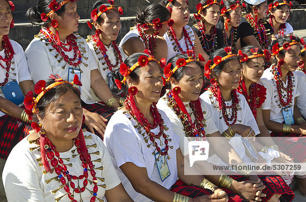 Women of the Sumi tribe at the annual Hornbill Festival  Kohima  Nagaland  India  Asia