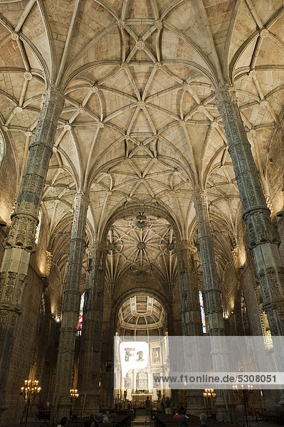 Santa Maria Kirche  Mosteiro dos JÈronimos  Hieronymus Kloster  Unesco Weltkulturerbe  Belem Viertel  Lissabon  Portugal  Europa