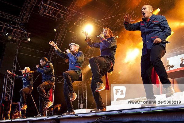 The German reggae-dancehall-hip-hop music group Culcha Candela performing live at the Heitere Open Air festival in Zofingen  Switzerland  Europe