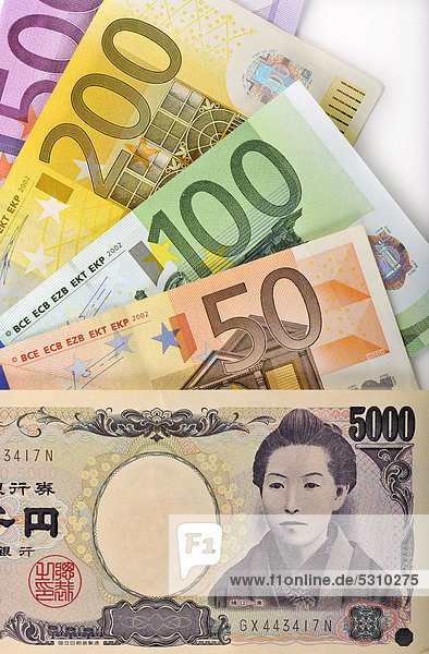 Japanische Yen Wahrung Japan Banknoten Geldscheine