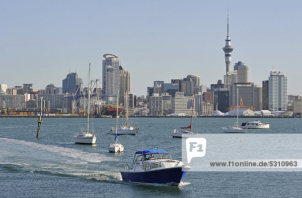 Skyline Skylines Wasser frontal Taxi Auckland Bucht Neuseeland