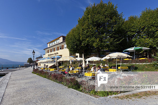 Schloss Cafe on lake Tegernsee  Upper Bavaria  Bavaria  Germany  Europe  PublicGround