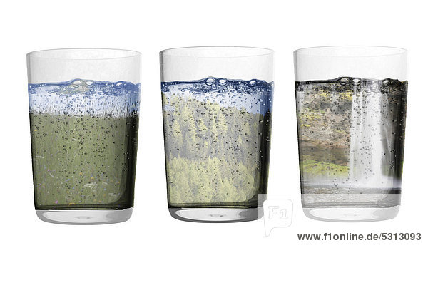 Illustration  drei Wassergläser  Symbolbild Natur