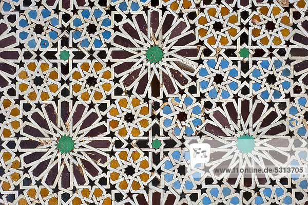Tile mosaics  Cellular  Saadian Tombs  Marrakech  Morocco  Africa