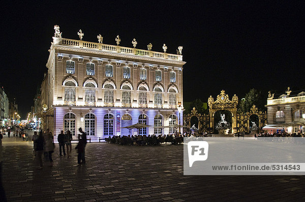 Musee des Beaux Arts bei Nacht  Place Stanislas  Unesco Weltkulturerbe  Nancy  Lothringen  Frankreich  Europa