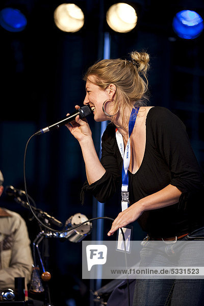 German singer Nina Alverdes performing live at the Blue Balls Festival  KKL Plaza  Lucerne Switzerland  Europe