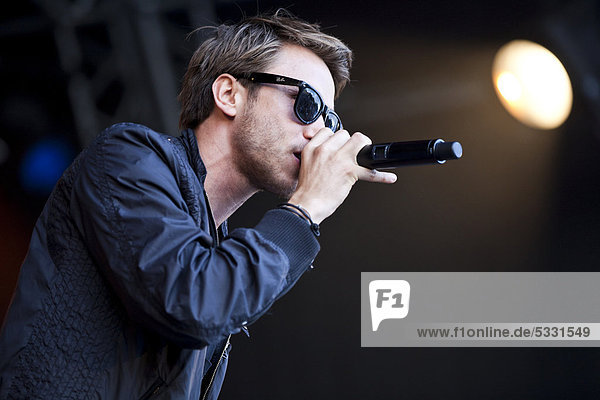 German songwriter and rapper Thomas Huebner aka Clueso performing live at the Heitere Open Air music festival in Zofingen  Switzerland  Europe