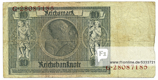 Rückseite  Reichsbanknote  20 RM  Reichsmark  1929  Deutschland  Europa