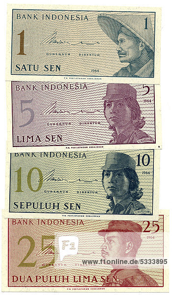 Indonesische Rupiah Banknoten aus Indonesien 1964