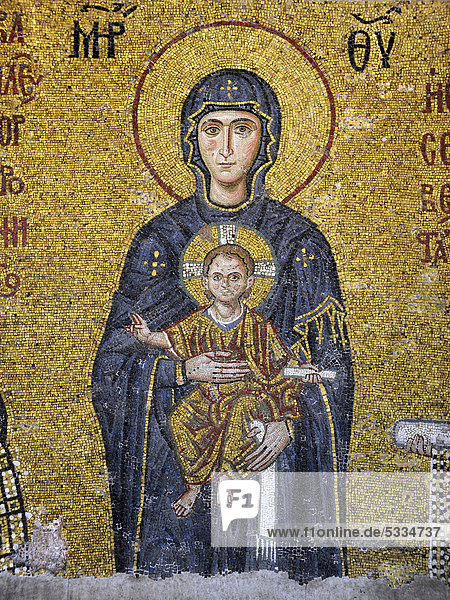 Mosaik  Jungfrau Maria  Muttergottes  mit Jesuskind  Hagia Sophia  Ayasofya  Istanbul  Türkei