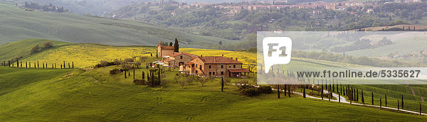 Panorama  Landhaus  Asciano  Toskana  Italien  Europa  ÖffentlicherGrund