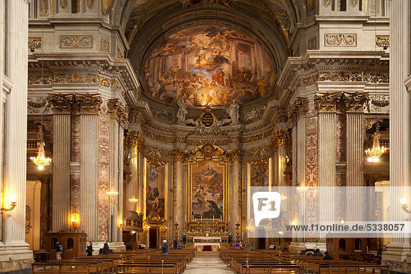 Interior and altar of the Jesuit Church of Saint Ignatius of Loyola at Campus Martius  Rome  Lazio  Italy  Europe
