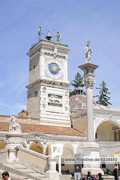 Piazza Libert‡ square with clock tower and columns of the Loggia di San Giovanni  old town  Udine  Friuli-Venezia Giulia  Italy  Europe