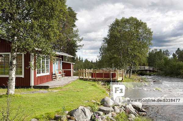 Europa Wohnhaus Fluss Garten Zimmer Außenaufnahme Nordeuropa Sauna Skandinavien Schweden