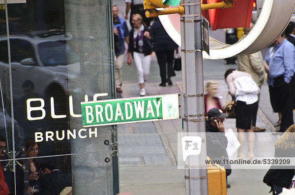 Broadway  street sign  Times Square  New York City  New York  USA
