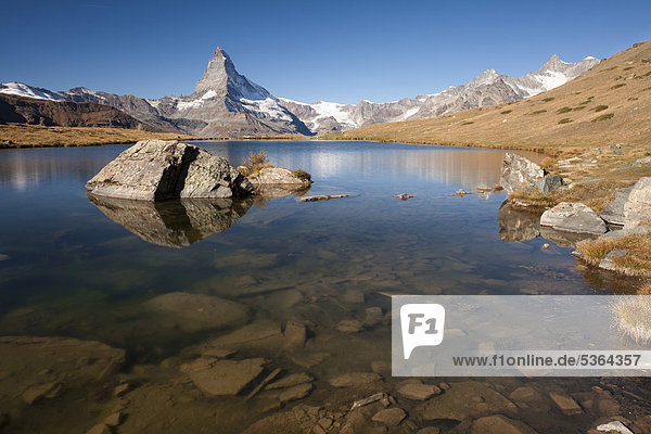 Europa See Matterhorn Ansicht Schweiz Zermatt Kanton Wallis