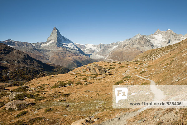Europa Weg Matterhorn Ansicht Schweiz Zermatt Kanton Wallis