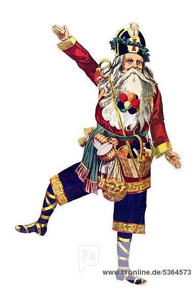 Dancing Santa Claus  historical illustration