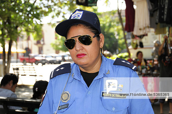 Female police officer  manager  Policia Nacional  traffic police  Leon  Nicaragua  Central America