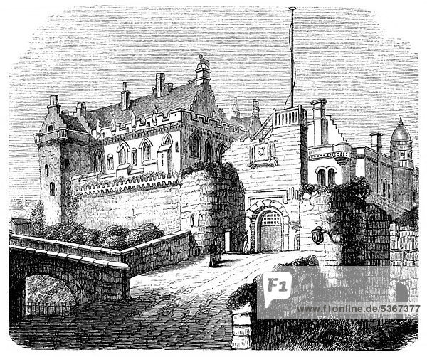 Stirling-Schloss in Schottland  historischer Stich aus dem Buch denkwürdiger Frauen  Verlag Otto Spamer  1877