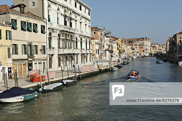 Row of houses along a canal  Venice  Italy  Europe