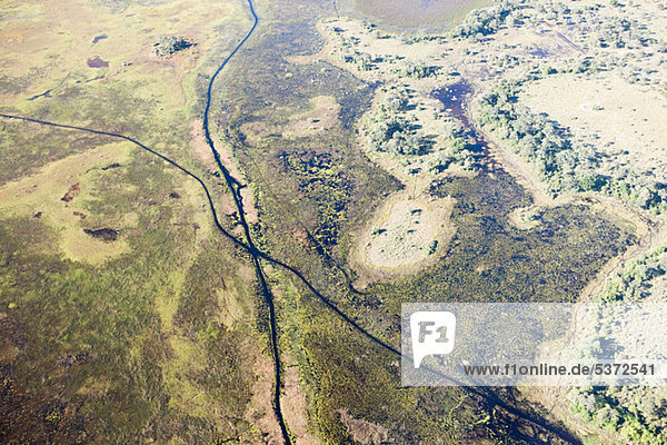 Luftbild des Okavango-Delta außerhalb von Maun  Botswana