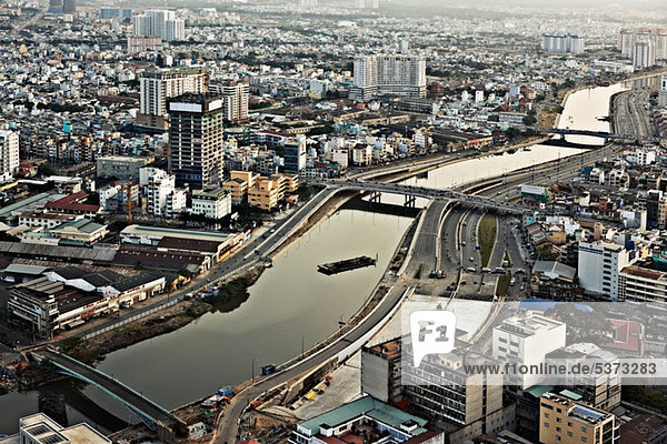 Luftaufnahme des Flusses in Ho Chi Minh City  Vietnam
