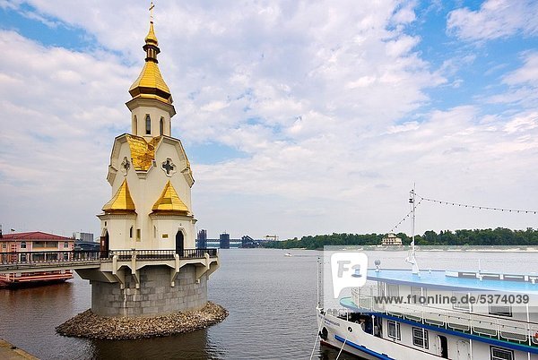 Ukraine  Kiev  church in Podil  on the riverbank of Dnipro.