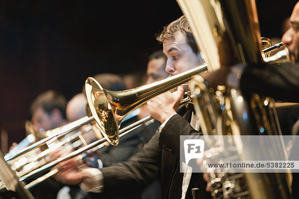 Brass section in orchestra