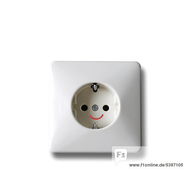Steckdose mit Smiley - Symbol für günstigen Strom