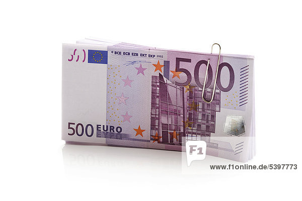 500-Euro-Scheine mit Büroklammer
