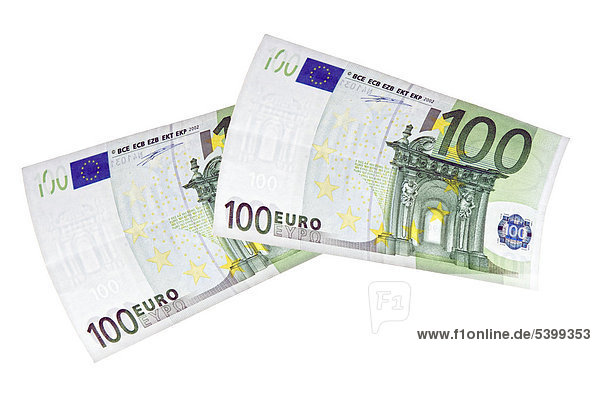 Zwei 100 Euro-Banknoten  einhundert Euro