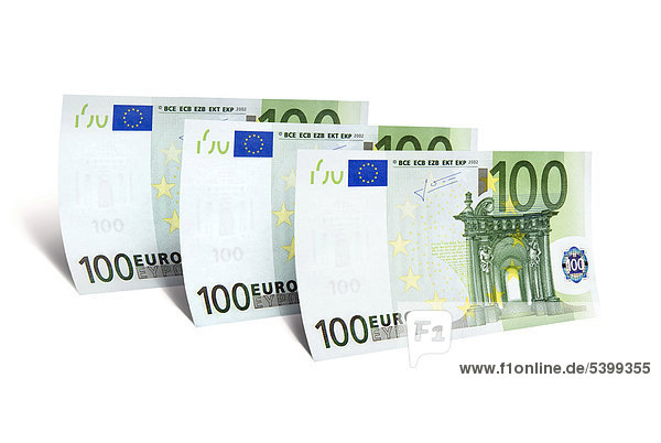 Drei 100-Euro-Banknoten  dreihundert Euro