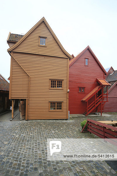 Holzhäuser  Bryggen  Alt-Bergen  Unesco Weltkulturerbe  Bergen  Norwegen  Skandinavien  Europa Holzhäuser